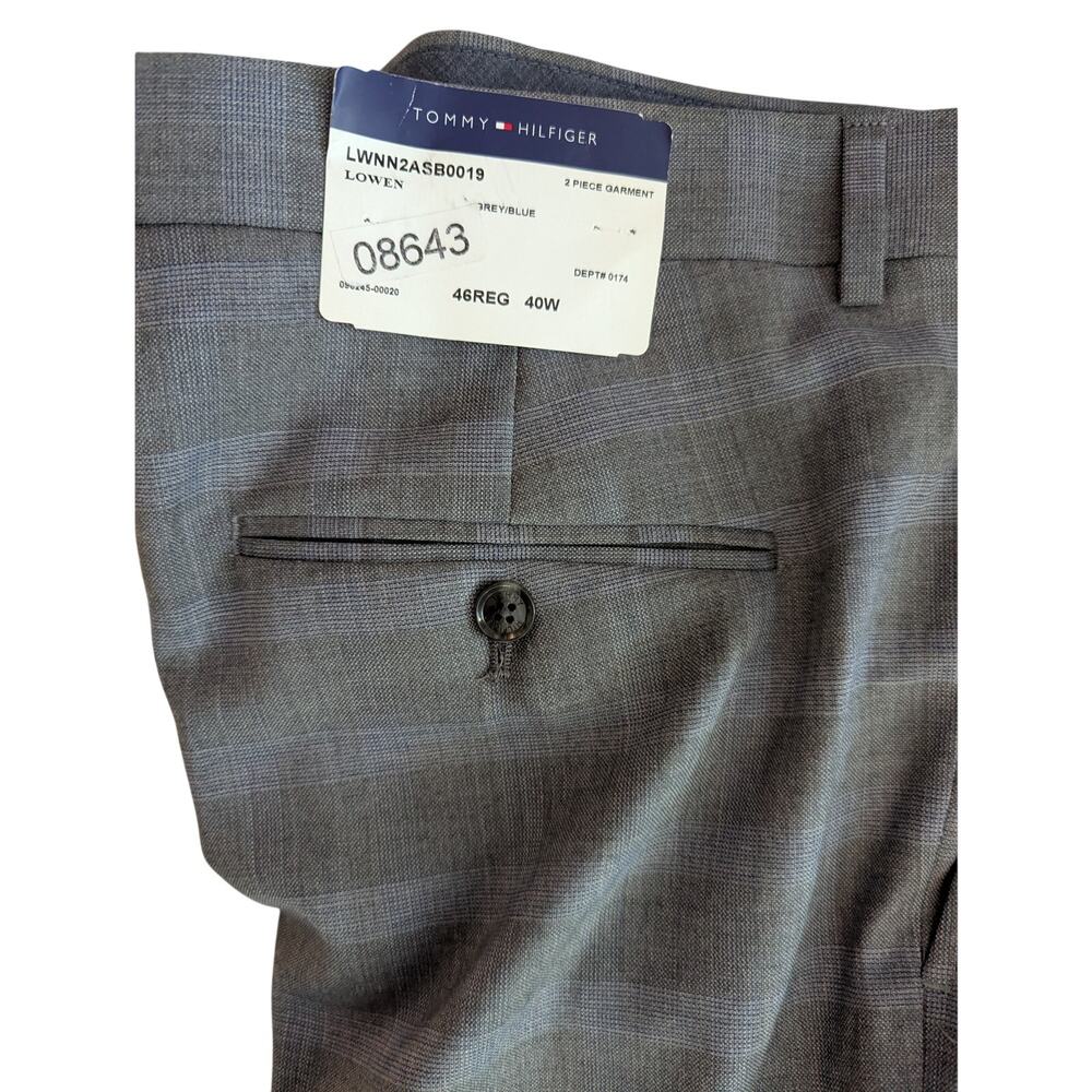 Tommy Hilfiger Lowen Grey Plaid Slim Fit Dress Slacks Men's Size 40 Trousers - Picture 3 of 10